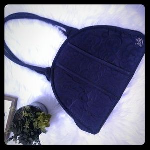 Vera Bradley Clamshell Purse Bag Navy Yellow Nice